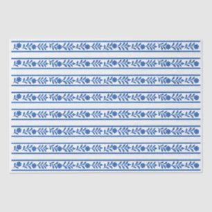 Whiteblue Bone Inlay Floral Border Decoupage Paper