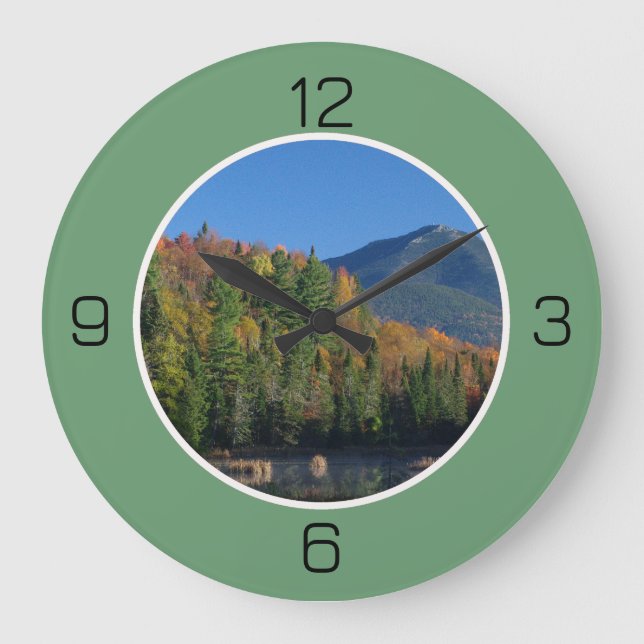 Whiteface Mountain, Adirondack Autumn Party Items Large Clock (Front)