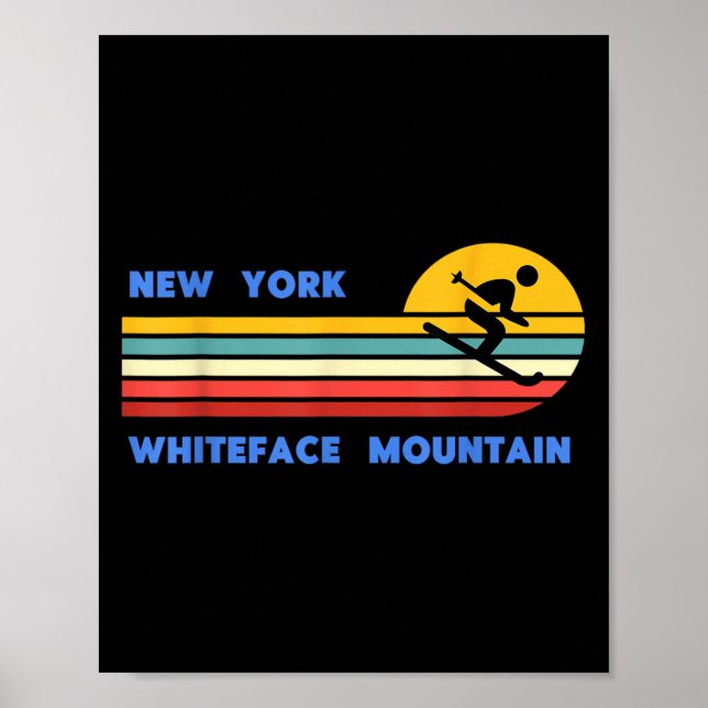 Whiteface Mountain New York Skiing Skier Ski Retro Poster (Front)