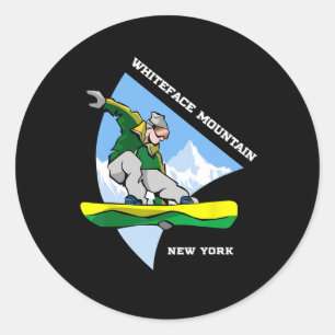 Whiteface Mountain New York Snowboarding Snowboard Classic Round Sticker
