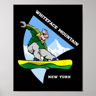 Whiteface Mountain New York Snowboarding Snowboard Poster