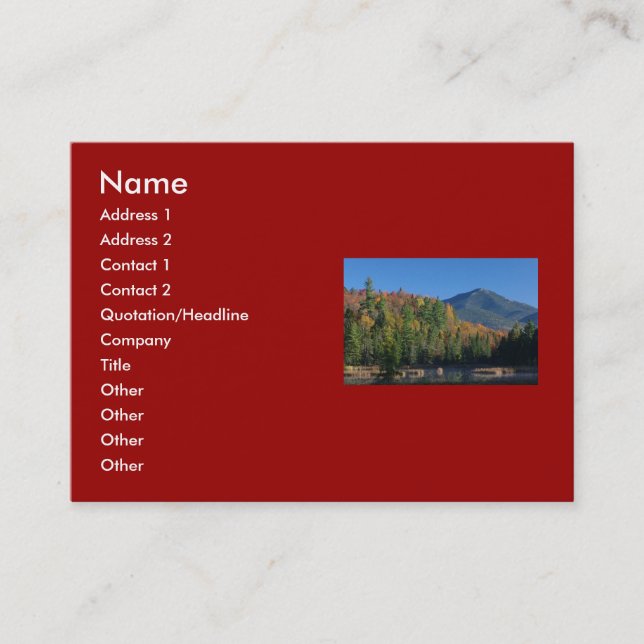 Whiteface Mountain over Little Cherrypatch Pond Business Card (Front)