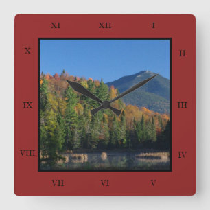 Whiteface Mountain over Little Cherrypatch Pond Square Wall Clock