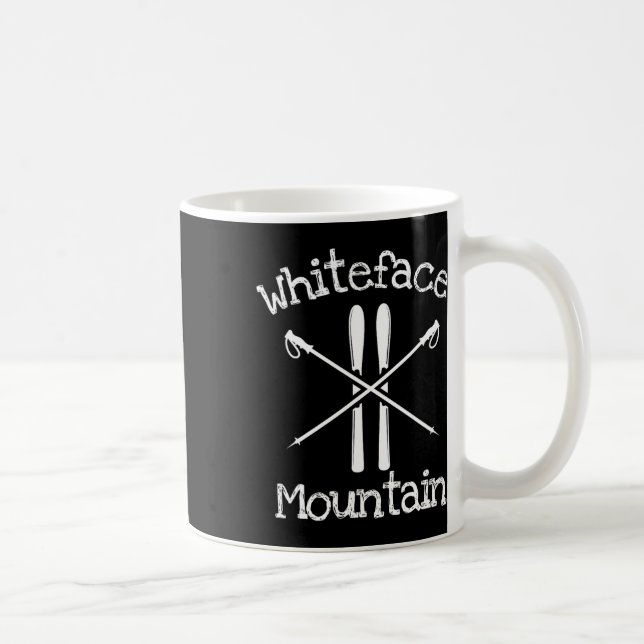 Whiteface Mountain Skiing Ski Skier Poles Rustic A Coffee Mug (Right)