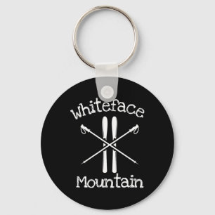 Whiteface Mountain Skiing Ski Skier Poles Rustic A Key Ring