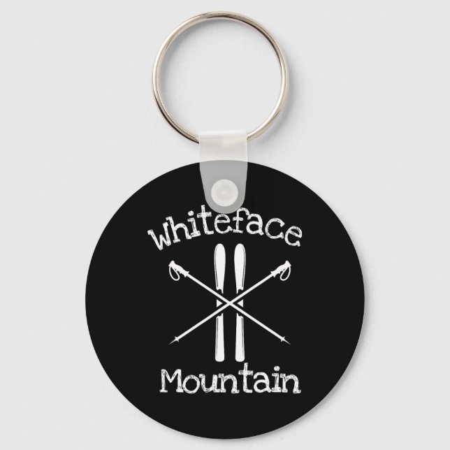 Whiteface Mountain Skiing Ski Skier Poles Rustic A Key Ring (Front)