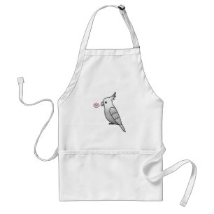 Whiteface Pearl Cartoon Cockatiel Parrot Bird Love Standard Apron