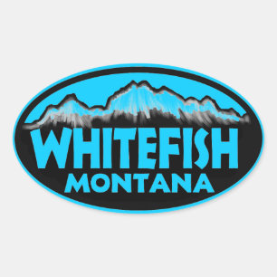 Whitefish Montana blue oval stickers