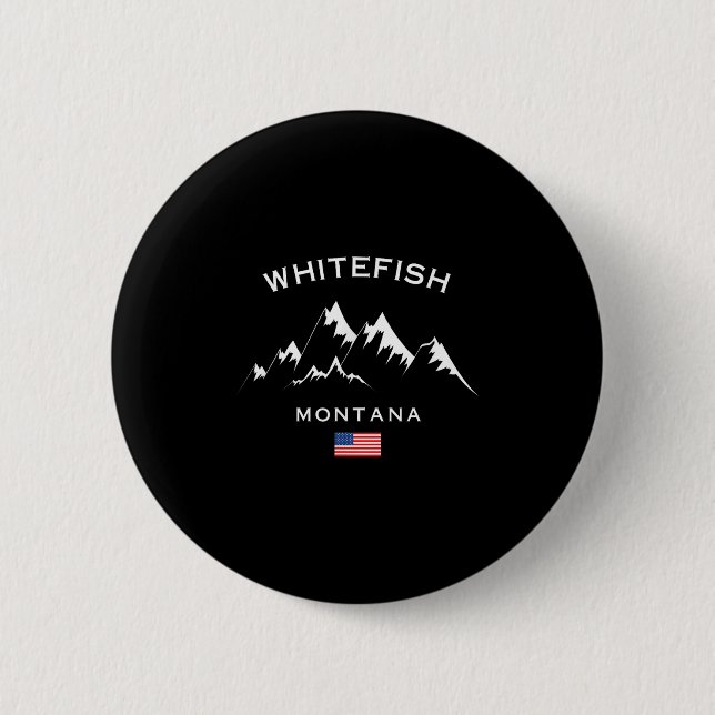Whitefish Montana Ski Resort Rocky Mountains Skiin 6 Cm Round Badge (Front)