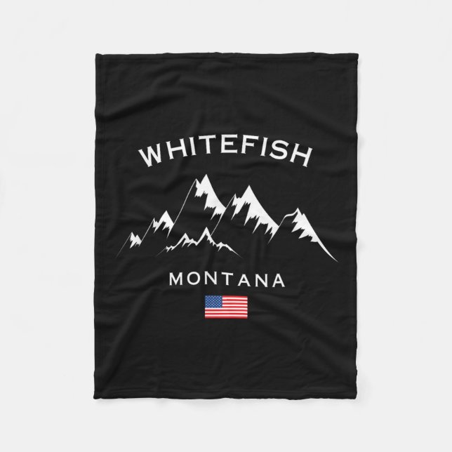 Whitefish Montana Ski Resort Rocky Mountains Skiin Fleece Blanket (Front)