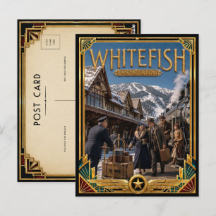 Whitefish Montana Vintage Art Deco Golden Age Postcard