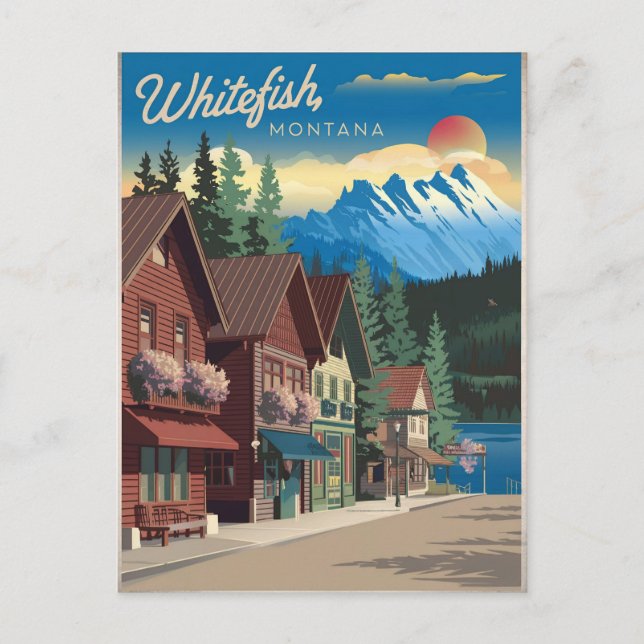 Whitefish Montana Vintage Postcard (Front)