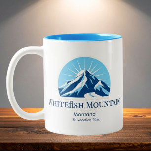 Whitefish Mountain Montana ski resort souvenir Two-Tone Coffee Mug