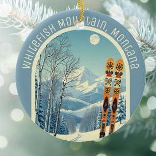 Whitefish Mountain Montana ski souvenir  Ceramic Tree Decoration