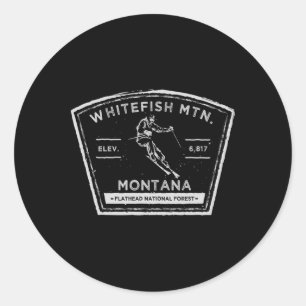 Whitefish Mountain Montana Snow Skiing Classic Round Sticker