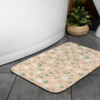 WhiteFloral Scandinavian Bath Mat
