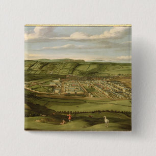 Whitehaven, Cumbria, Showing Flatt Hall, c.1730-35 15 Cm Square Badge