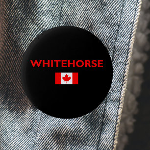 Whitehorse Canada Canadian Flag Dark Colour 6 Cm Round Badge