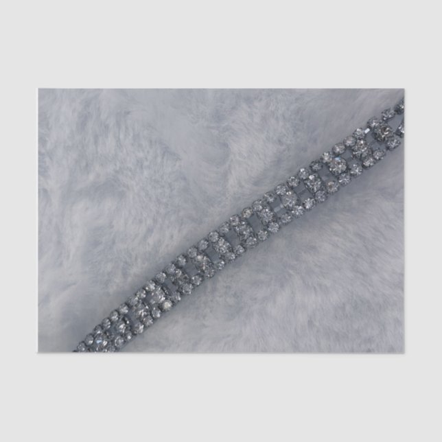 Whiter Faux Fur and Diamonds Tissue Paper (Front)