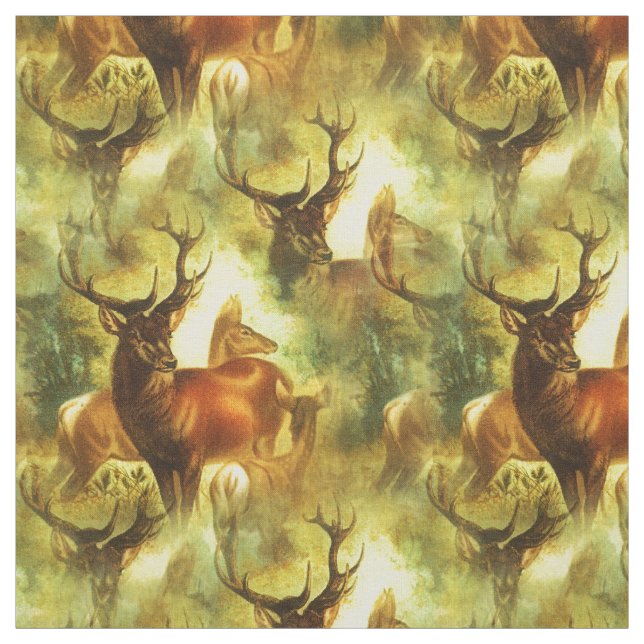 Whitetail Buck and Doe  Fabric (Swatch)