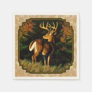 Whitetail Buck Autumn Leaves Napkin
