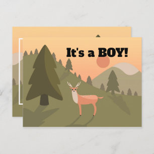 Whitetail Buck Baby Announcement Postcard