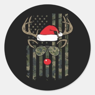 Whitetail Buck Bow Hunter Camo Funny Deer Hunting Classic Round Sticker
