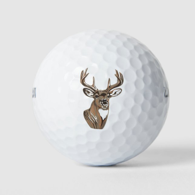Whitetail Buck Deer Head Golf Balls (Front)