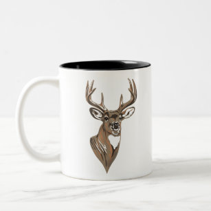 Whitetail Buck Deer Head Two-Tone Coffee Mug