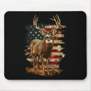 Whitetail Buck Deer Hunting 4th Of July Usa Americ Mouse Pad