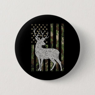 Whitetail Buck Deer Hunting American Camouflage Us 6 Cm Round Badge