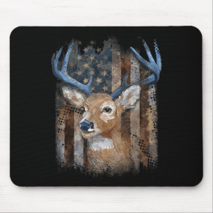 Whitetail Buck Deer Hunting American Flag Buck Hun Mouse Pad