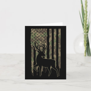 Whitetail Buck Deer Hunting American Flag Camoufla Card