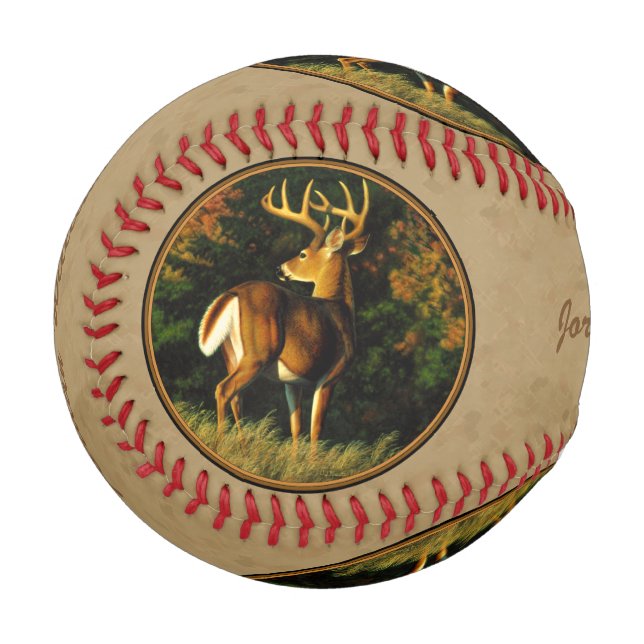 Whitetail Buck Deer Hunting Tan Baseball (Front Left)