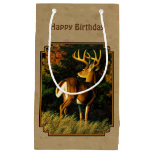 Whitetail Buck Deer Hunting Tan Small Gift Bag