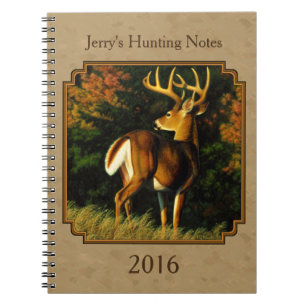 Whitetail Buck Deer Hunting Tan Spiral Notebook