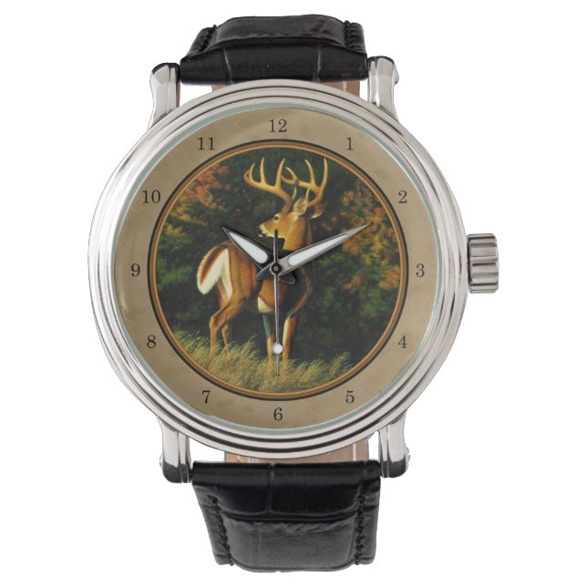 Whitetail Buck Deer Hunting Tan Watch (Front)