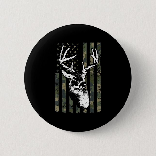 Whitetail Buck Deer Hunting USA Camouflage America 6 Cm Round Badge (Front)