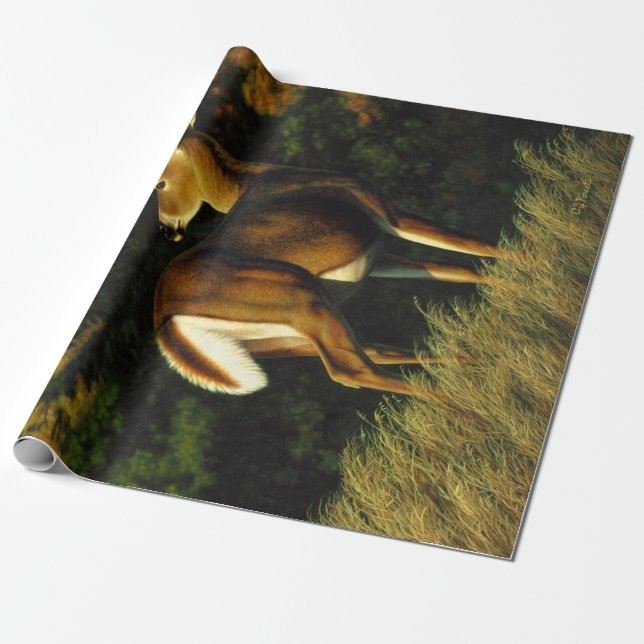 Whitetail Buck Deer in Autumn Wrapping Paper (Unrolled)