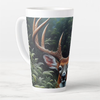 Whitetail Buck Deer in Green Foliage Latte Mug