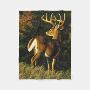 Whitetail Buck in Autumn Fleece Blanket