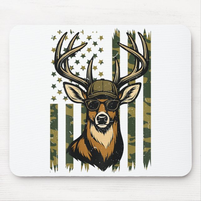 Whitetail Buck Youth Boy Deer Hunting Camo America Mouse Pad (Front)