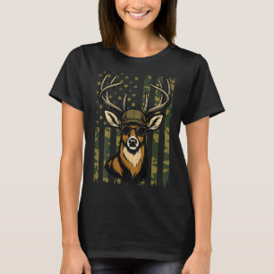 Whitetail Buck Youth Boy Deer Hunting Camo America T-Shirt