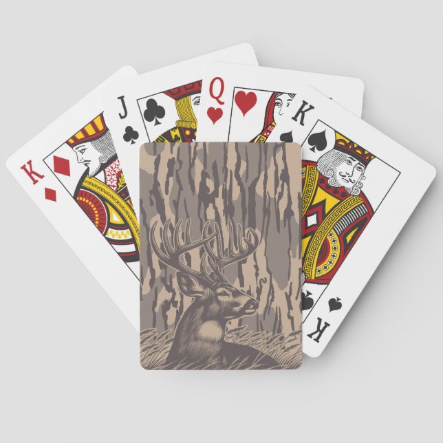 Whitetail Deer Bottom lands Camo Hunting Forest Playing Cards (Back)