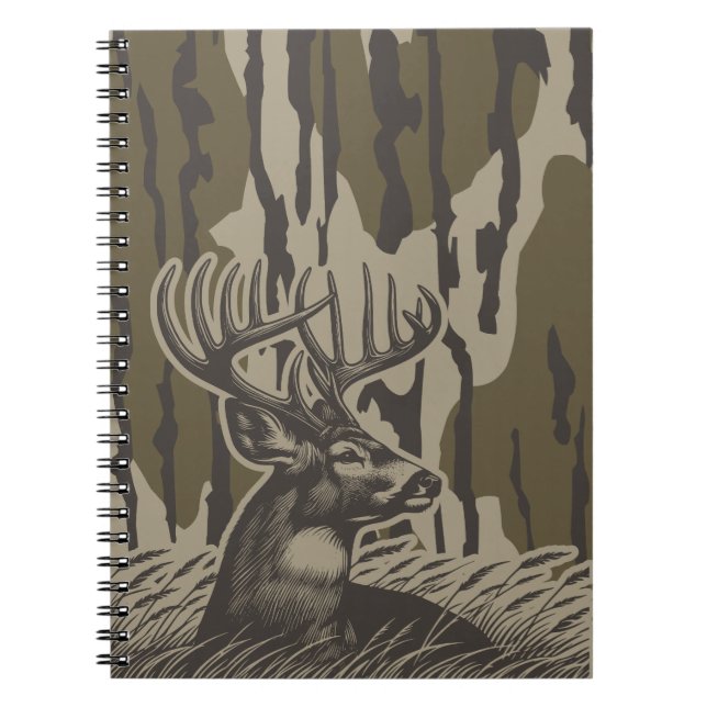 Whitetail Deer Bottomland Camo Deer Hunting Camo Notebook (Front)