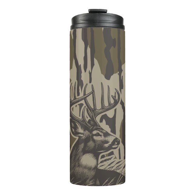 Whitetail Deer Bottomland Camo Deer Hunting Camo Thermal Tumbler (Front)