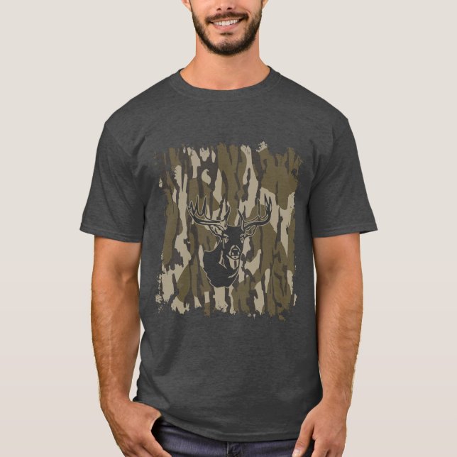Whitetail Deer Bottomland Camo Hunting Camo T-Shirt (Front)
