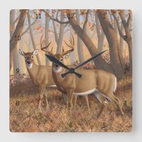 Whitetail Deer Buck & Doe Autumn Maple Woods