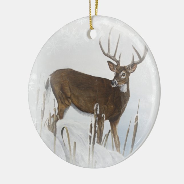 Whitetail deer ceramic tree decoration (Left)