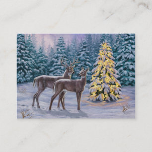 Whitetail Deer & Christmas Tree Winter Scene Business Card